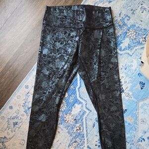 Lululemon Floral Patterned Black Leggings